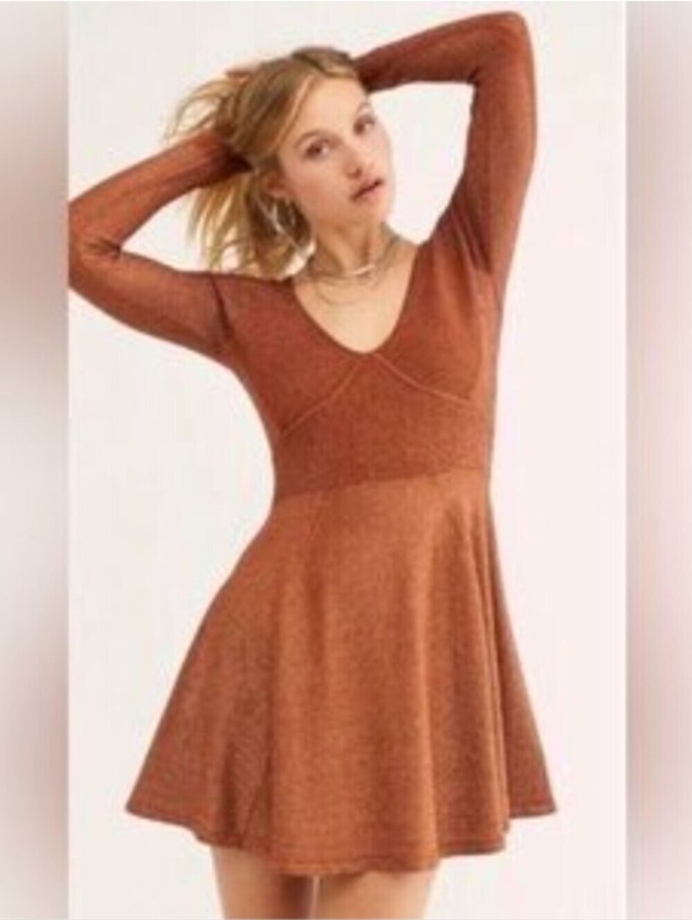 Free People | NWT Wildest Dreams Sparkle Rust Mini Skater Dress Size Large